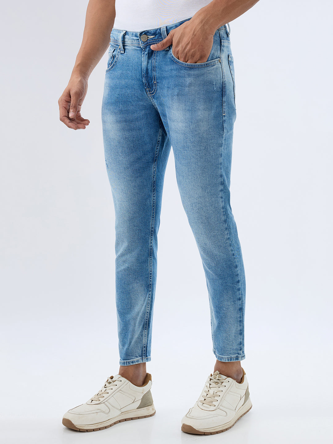 Men Kano Jeans Slim Fit Blue Mid Rise