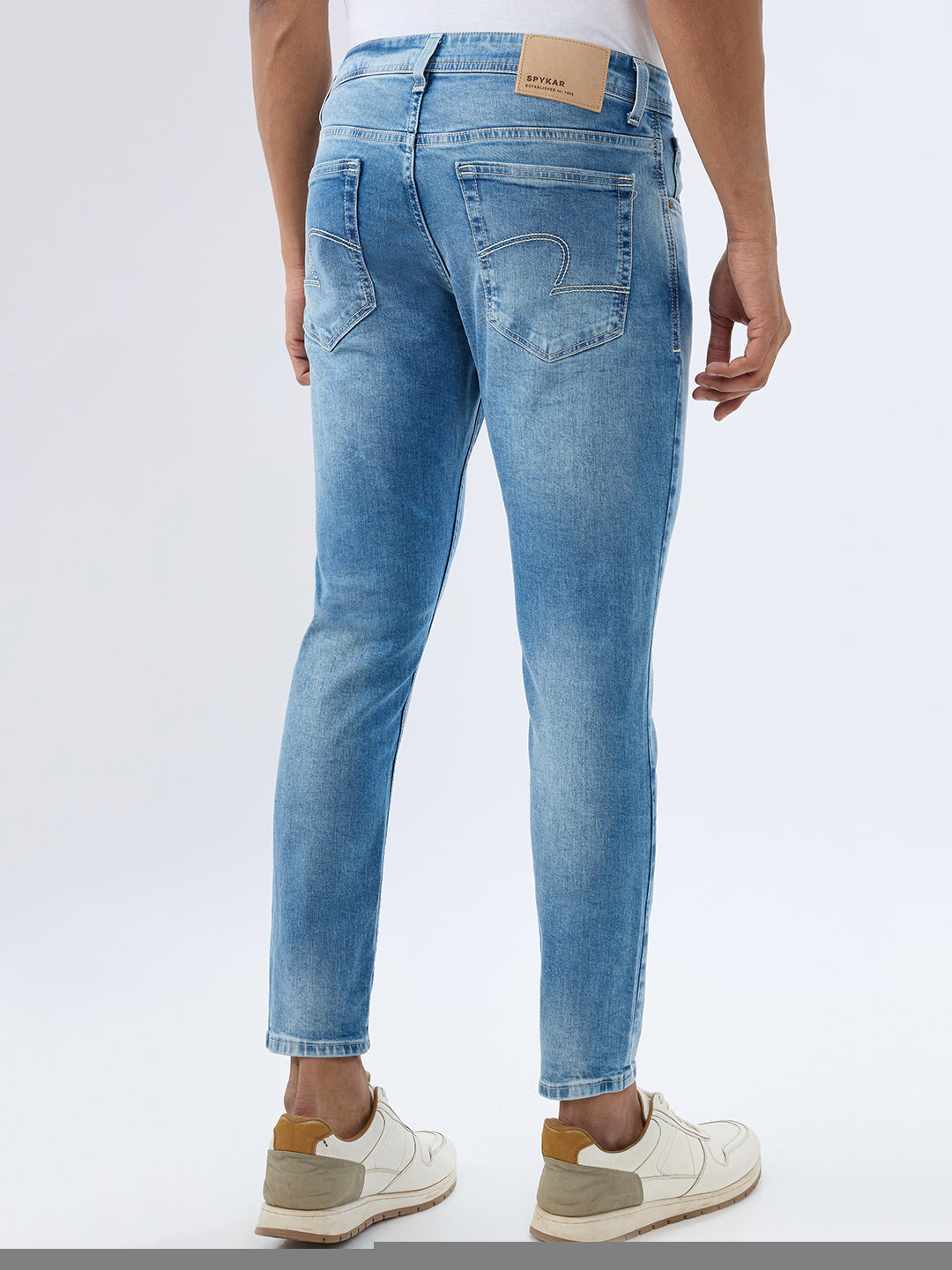 Spykar Light Blue Slim Fit Mid Rise Jeans For Men