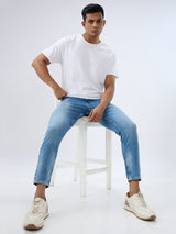 Men Kano Jeans Slim Fit Blue Mid Rise