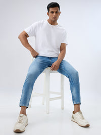 Men Kano Jeans Slim Fit Blue Mid Rise