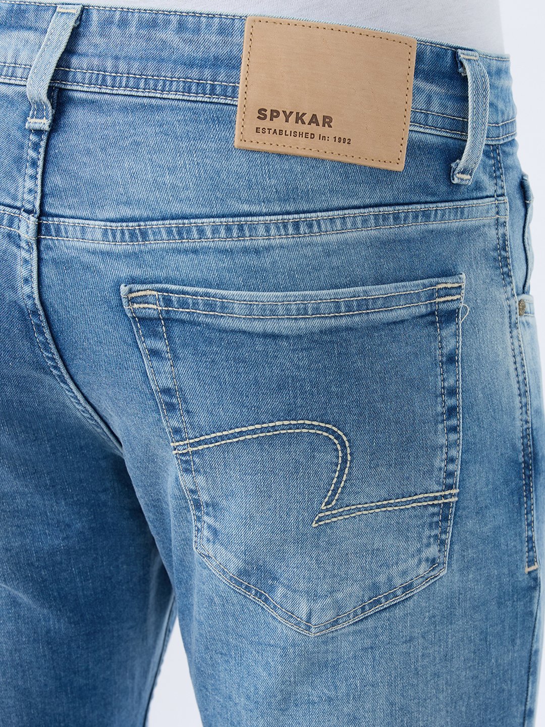 Spykar Light Blue Slim Fit Mid Rise Jeans For Men