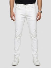 Men Kano Jeans Slim Fit White Mid Rise