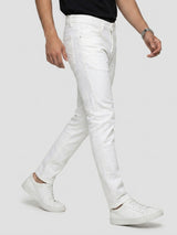 Men Kano Jeans Slim Fit White Mid Rise