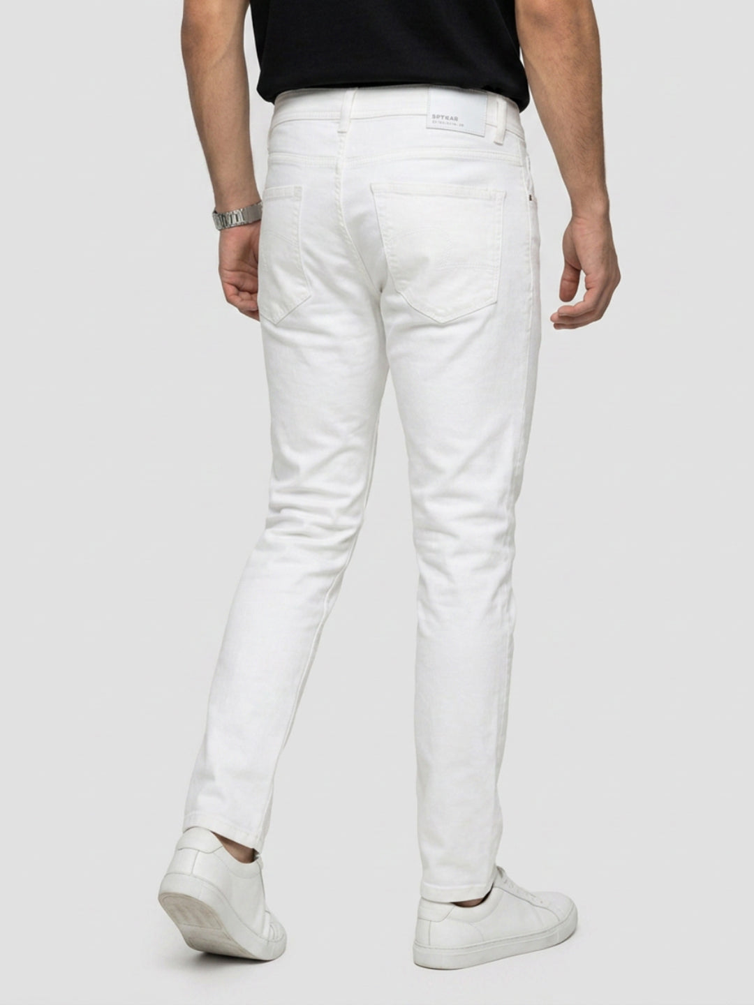 Men Kano Jeans Slim Fit White Mid Rise
