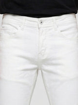 Men Kano Jeans Slim Fit White Mid Rise