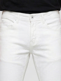 Men Kano Jeans Slim Fit White Mid Rise