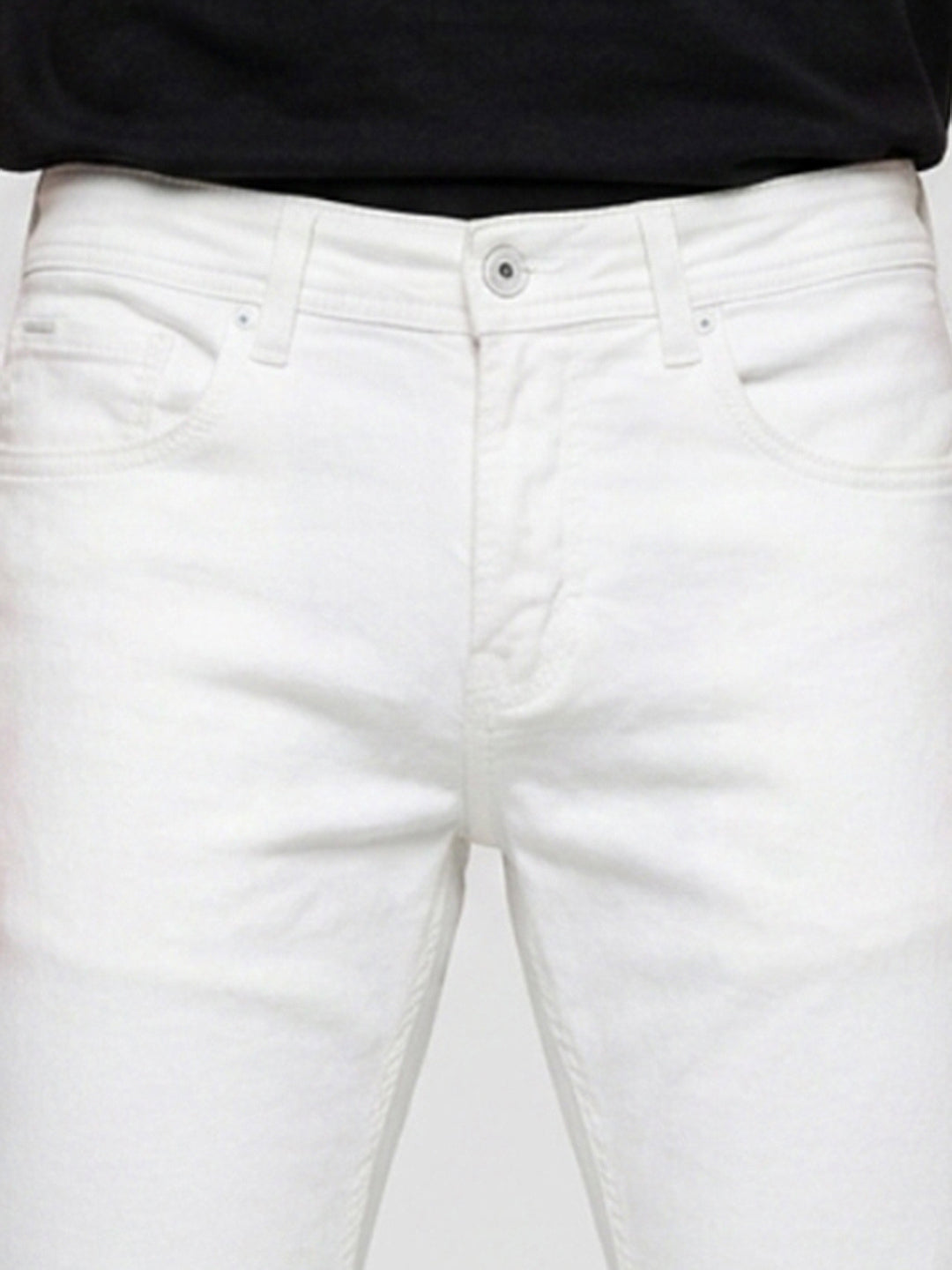 Men Kano Jeans Slim Fit White Mid Rise