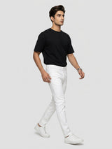 Men Kano Jeans Slim Fit White Mid Rise