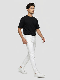 Men Kano Jeans Slim Fit White Mid Rise