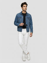 Men Kano Jeans Slim Fit White Mid Rise
