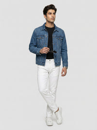 Men Kano Jeans Slim Fit White Mid Rise