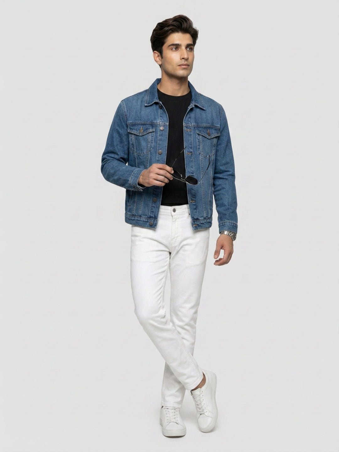 Men Kano Jeans Slim Fit White Mid Rise