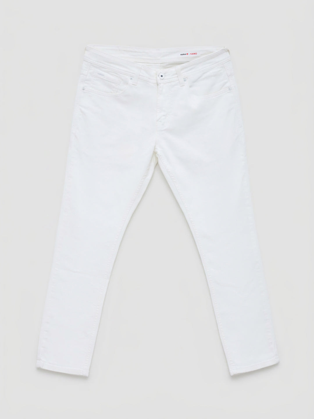 Men Kano Jeans Slim Fit White Mid Rise