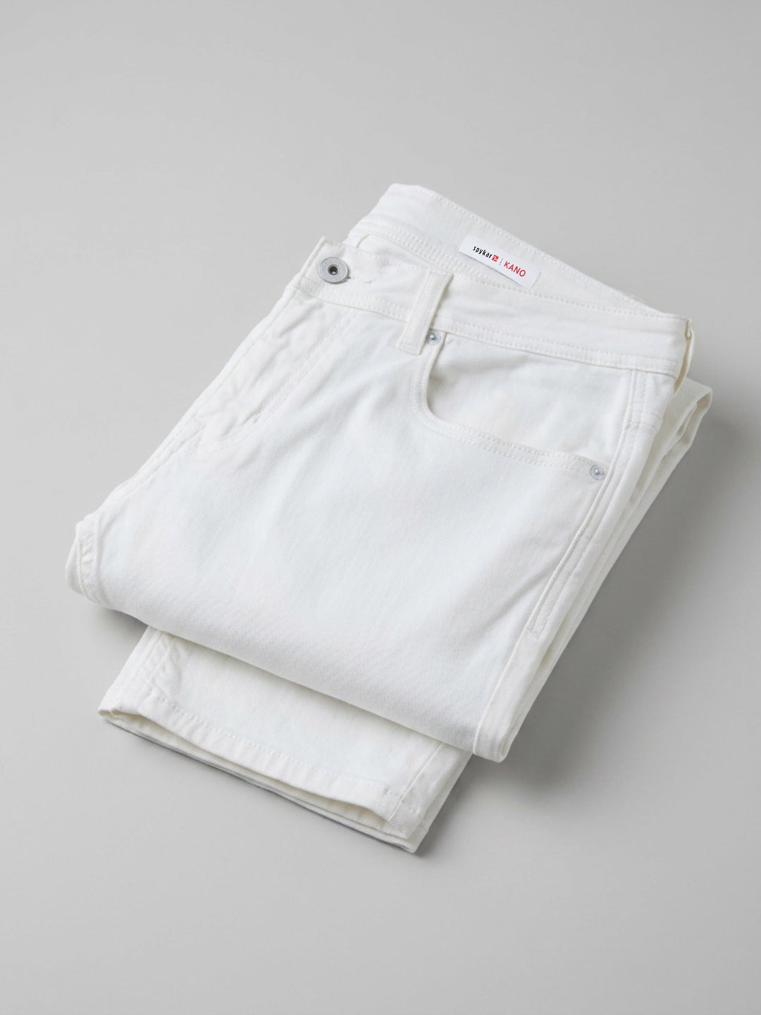 Men Kano Jeans Slim Fit White Mid Rise