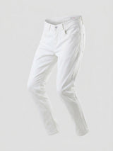 Men Kano Jeans Slim Fit White Mid Rise