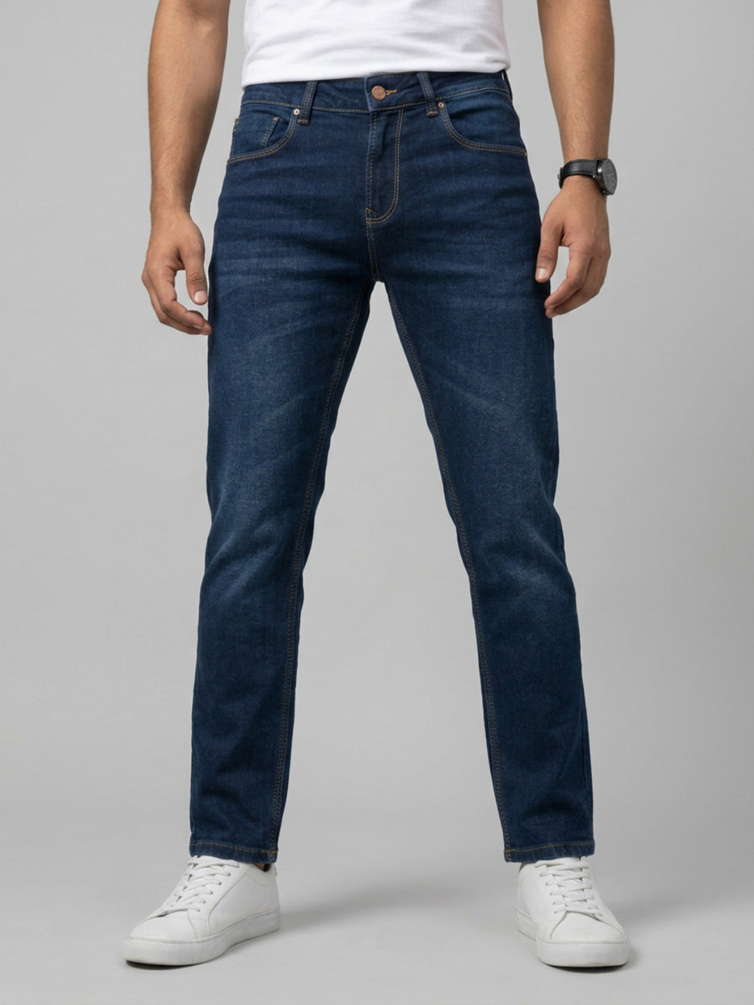Men Kano Jeans Slim Fit Dark Blue Mid Rise
