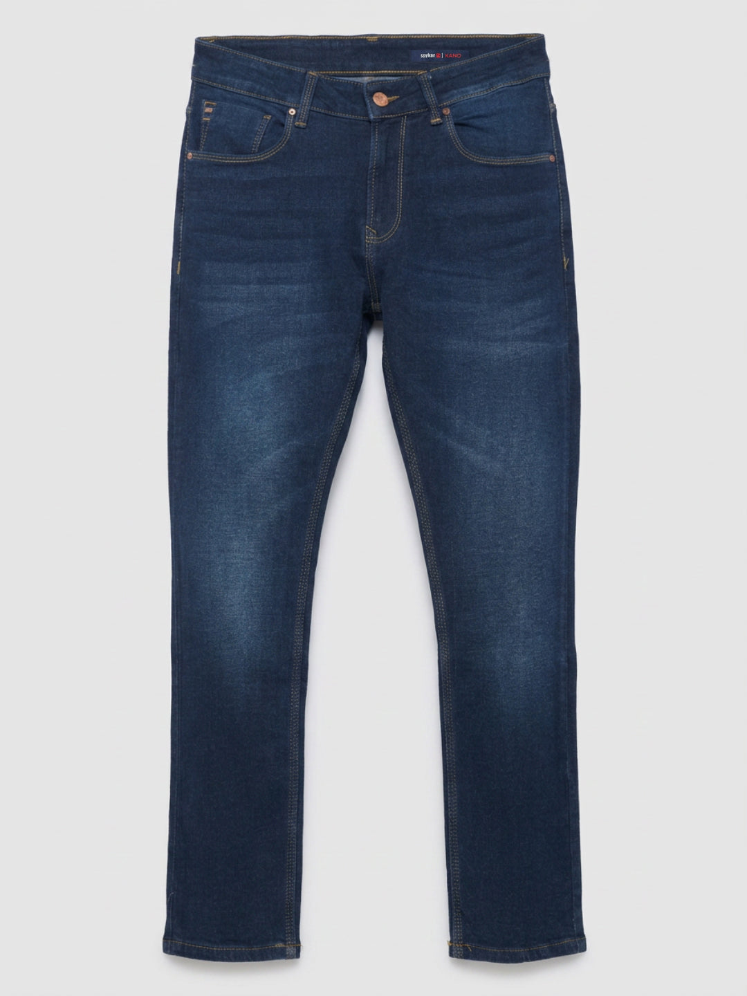 Men Kano Jeans Slim Fit Dark Blue Mid Rise