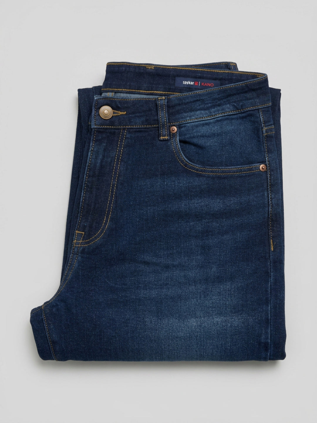 Men Kano Jeans Slim Fit Dark Blue Mid Rise