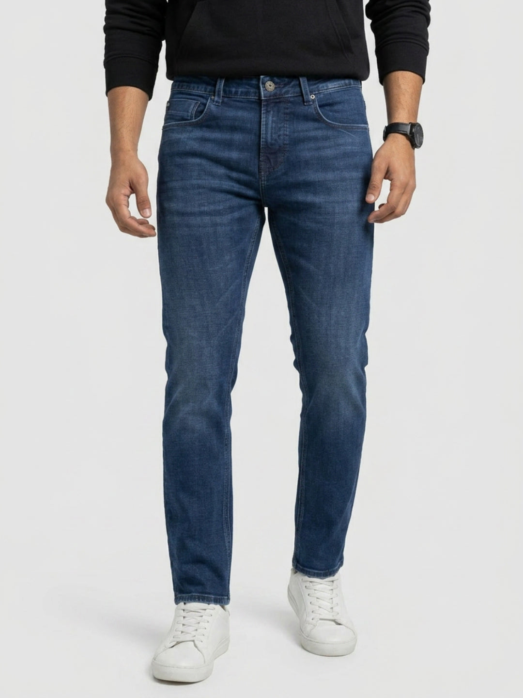 Men Kano Jeans Slim Fit Dark Blue Mid Rise