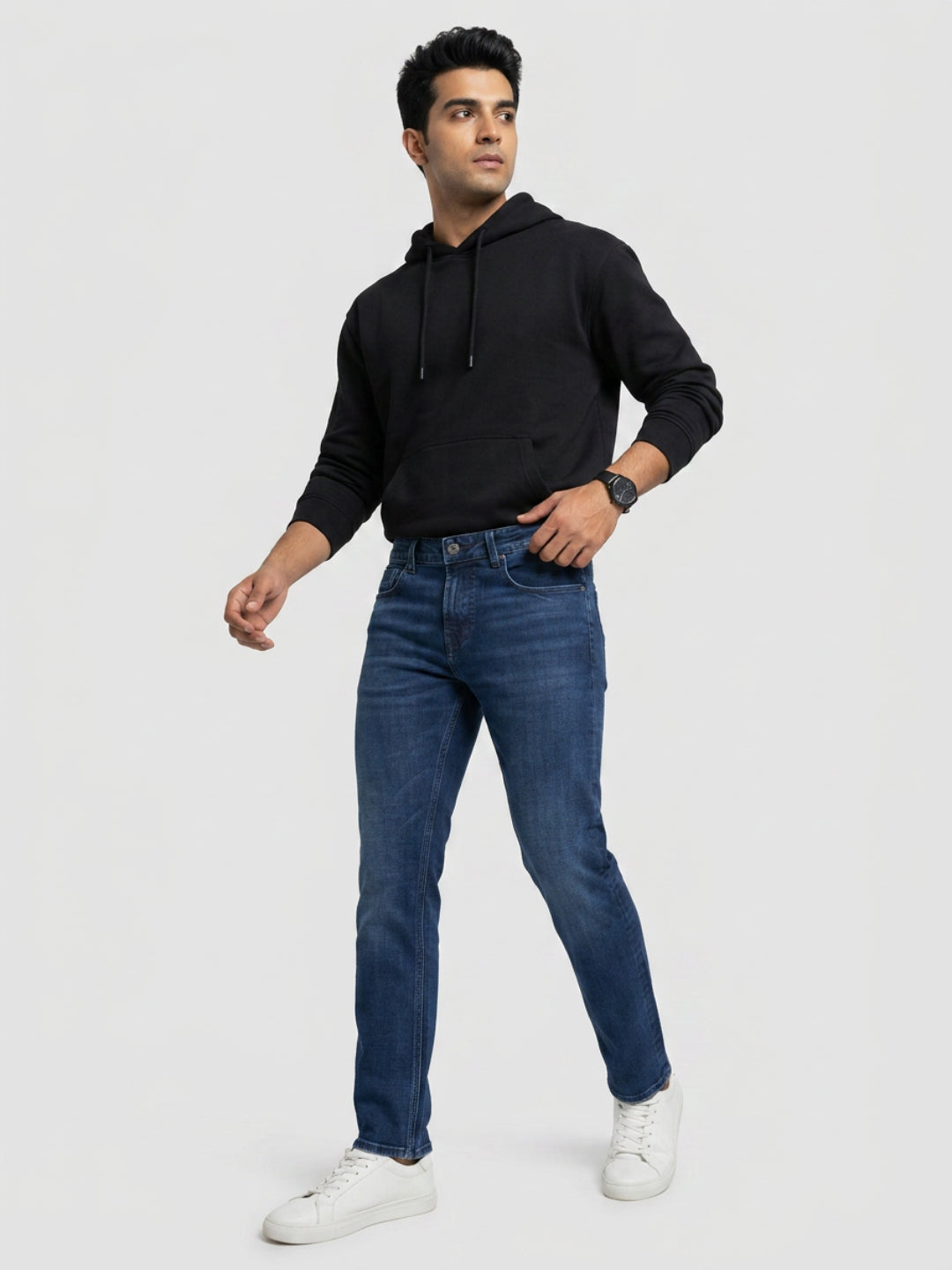 Men Kano Jeans Slim Fit Dark Blue Mid Rise