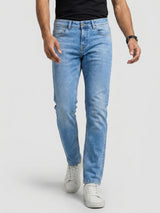 Men Kano Jeans Slim Fit Light Blue Mid Rise