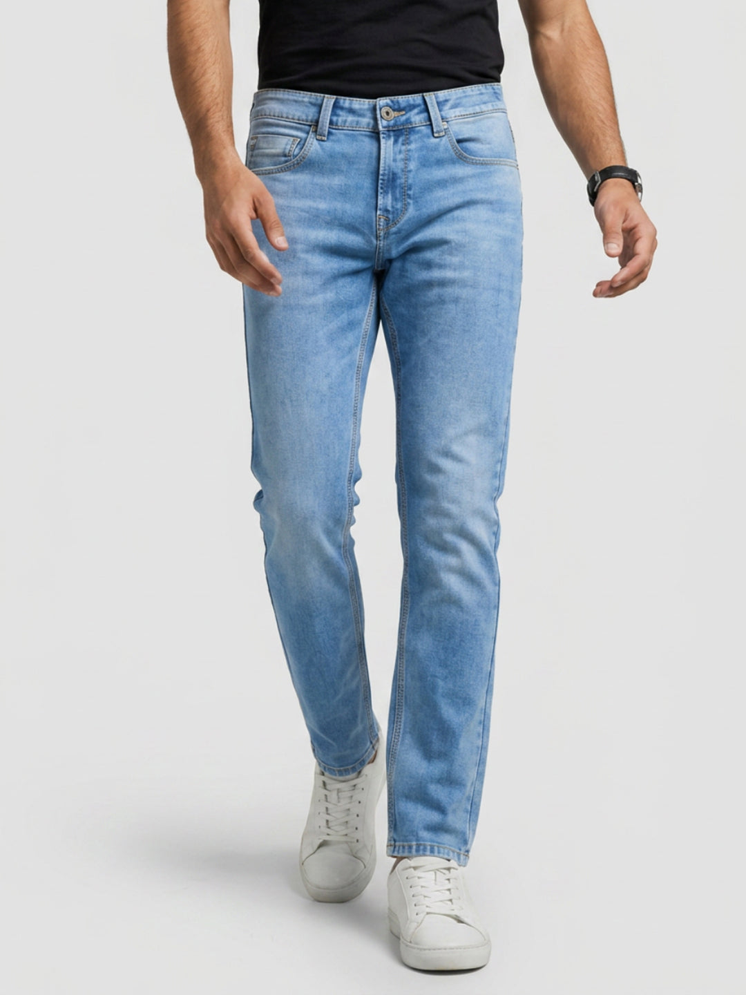 Men Kano Jeans Slim Fit Light Blue Mid Rise