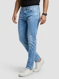 Men Kano Jeans Slim Fit Light Blue Mid Rise