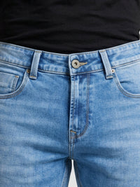 Men Kano Jeans Slim Fit Light Blue Mid Rise