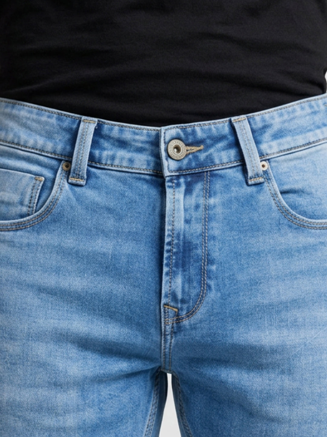 Men Kano Jeans Slim Fit Light Blue Mid Rise