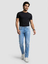 Men Kano Jeans Slim Fit Light Blue Mid Rise
