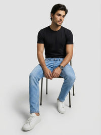 Men Kano Jeans Slim Fit Light Blue Mid Rise