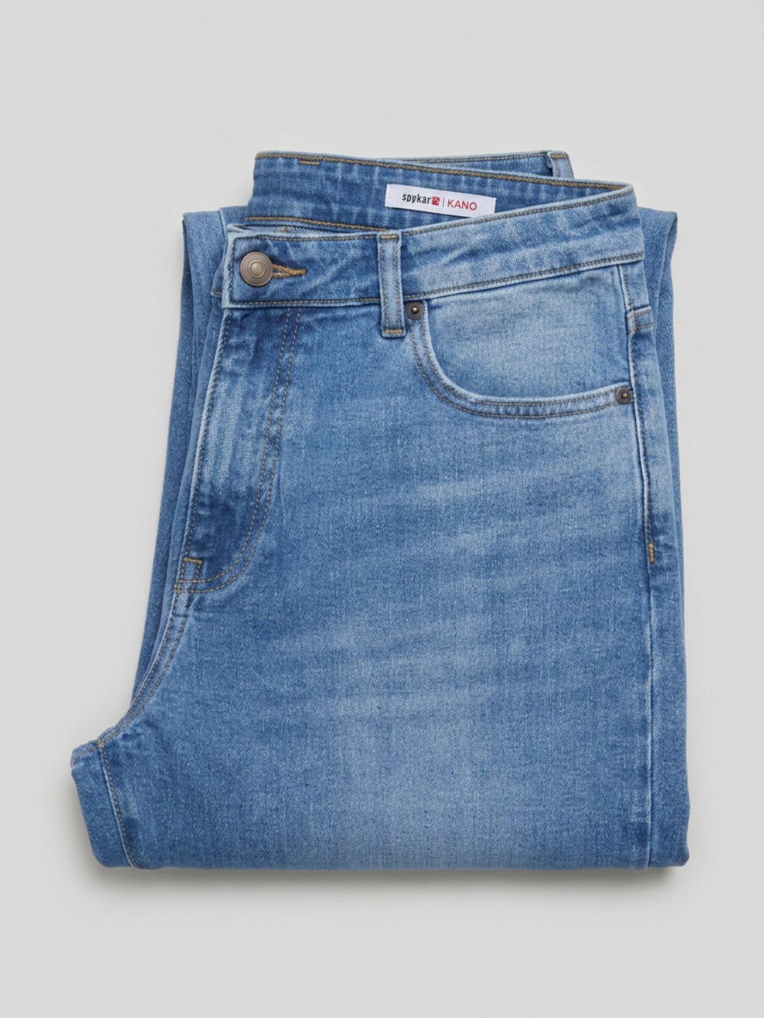 Men Kano Jeans Slim Fit Light Blue Mid Rise
