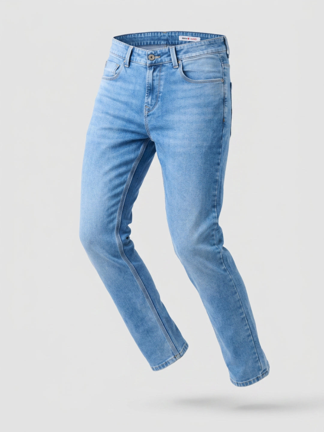 Men Kano Jeans Slim Fit Light Blue Mid Rise