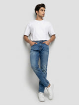 Men Kano Jeans Slim Fit Vintage Blue Mid Rise