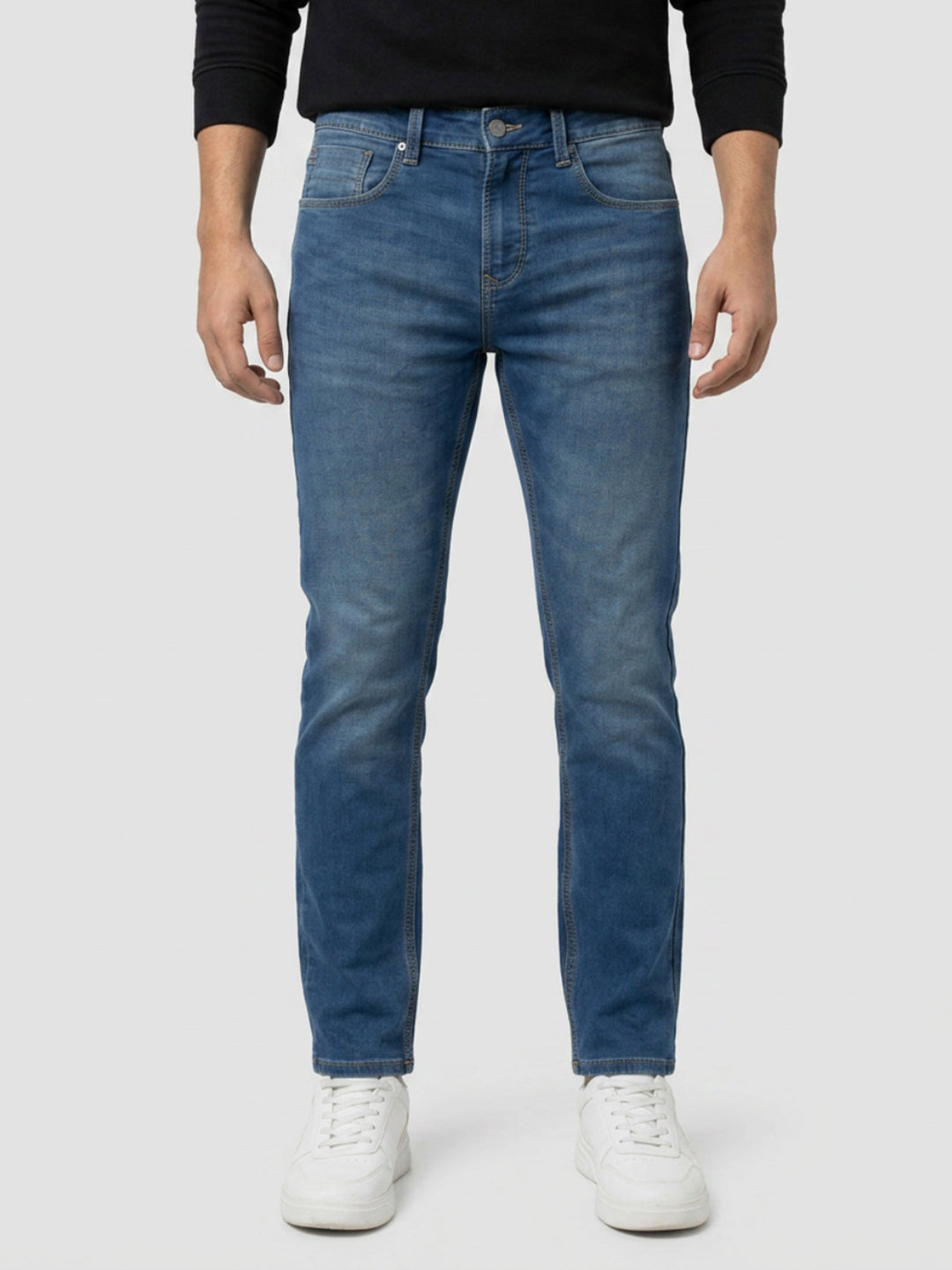 Men Kano Jeans Slim Fit Dark Blue Mid Rise