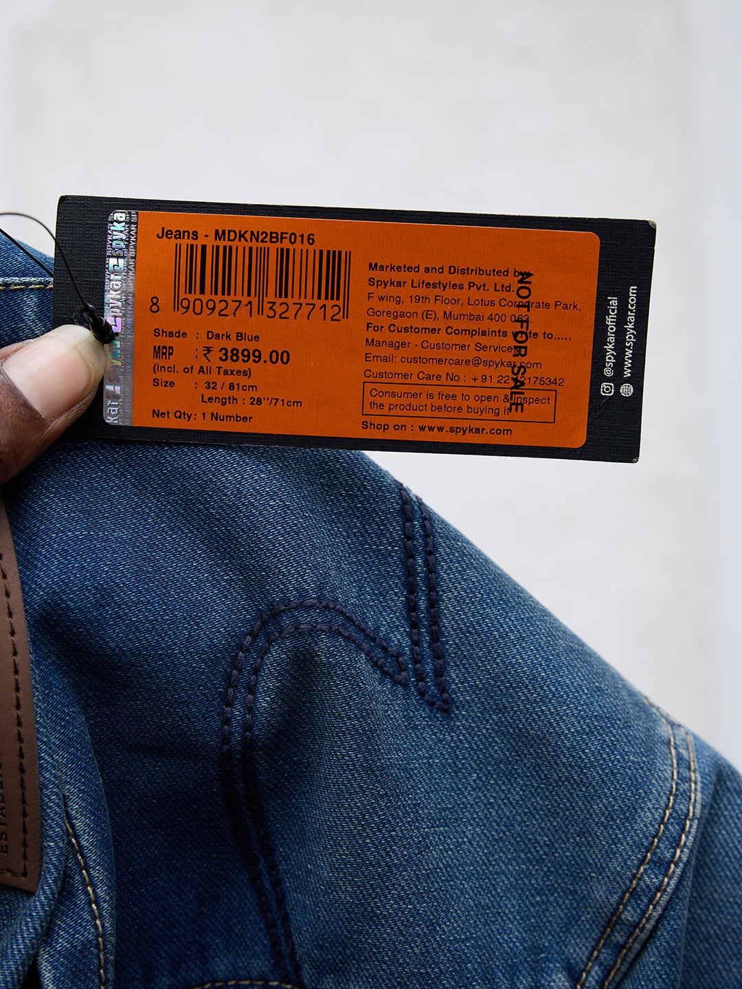 Men Kano Jeans Slim Fit Dark Blue Mid Rise