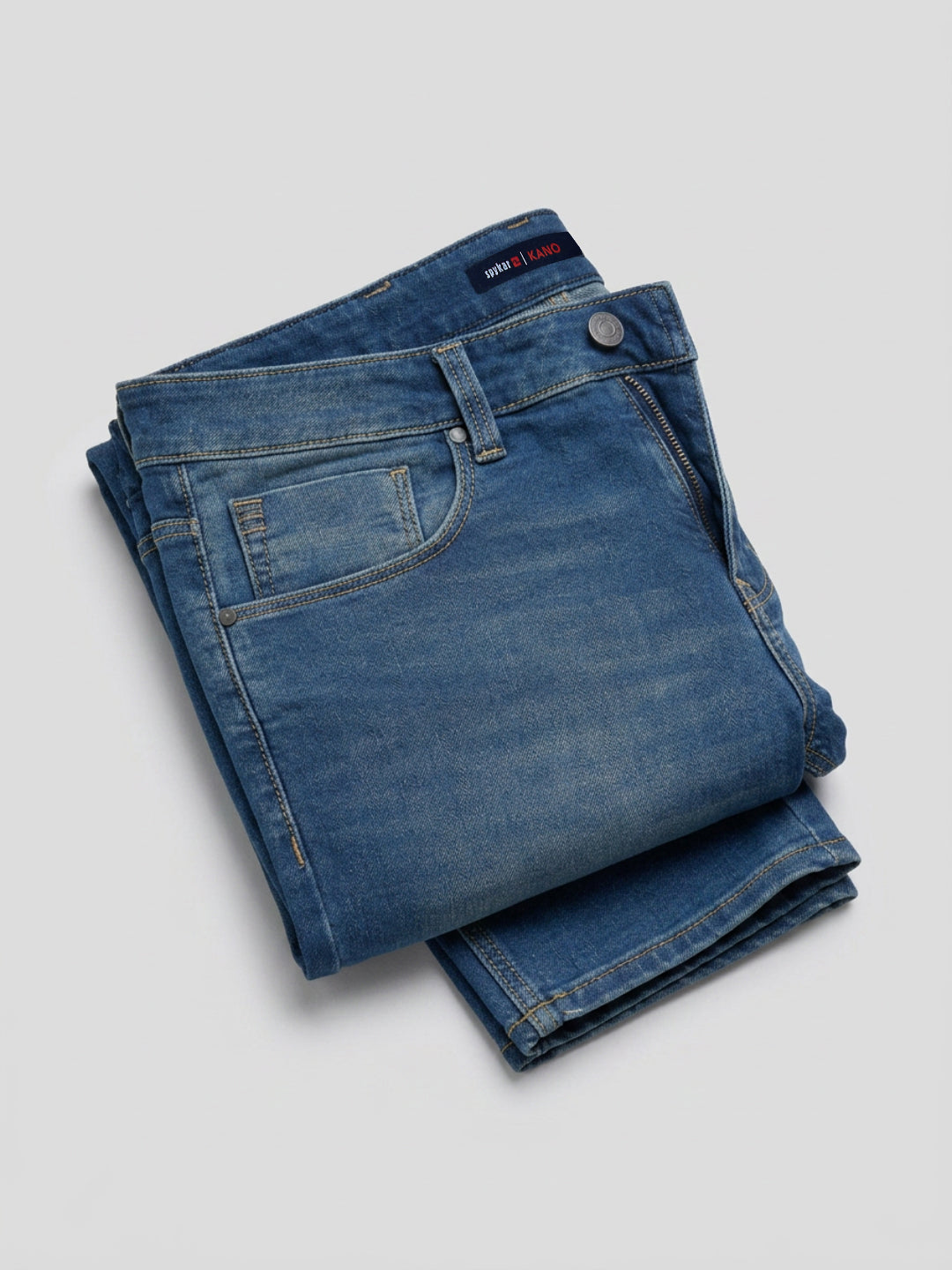 Men Kano Jeans Slim Fit Dark Blue Mid Rise