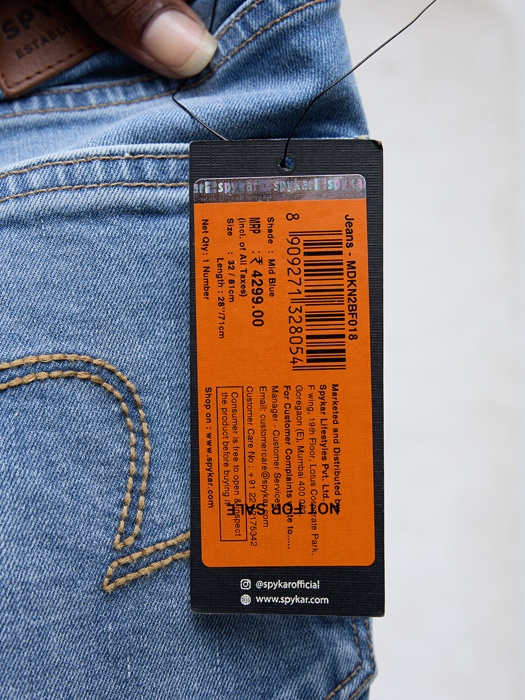 Men Kano Jeans Slim Fit Mid Blue Mid Rise