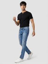 Men Kano Jeans Slim Fit Mid Blue Mid Rise