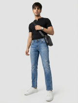 Men Kano Jeans Slim Fit Mid Blue Mid Rise
