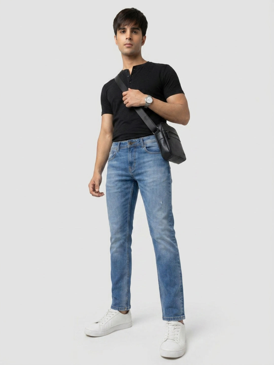 Men Kano Jeans Slim Fit Mid Blue Mid Rise