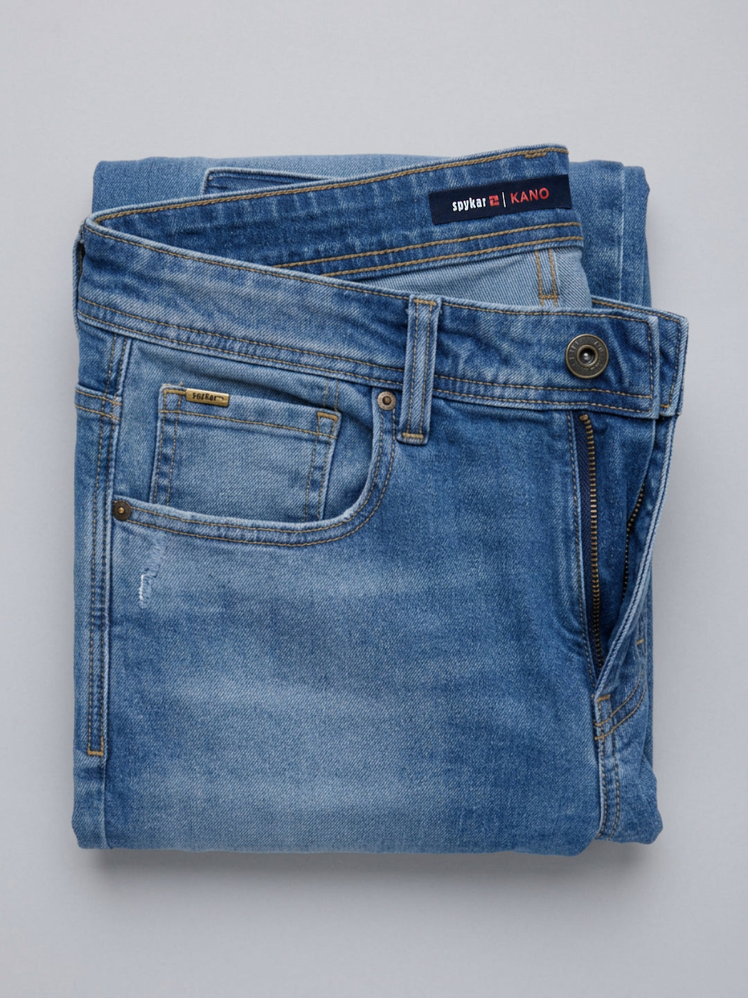 Men Kano Jeans Slim Fit Mid Blue Mid Rise