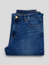 Men Kano Jeans Slim Fit Mid Blue Mid Rise
