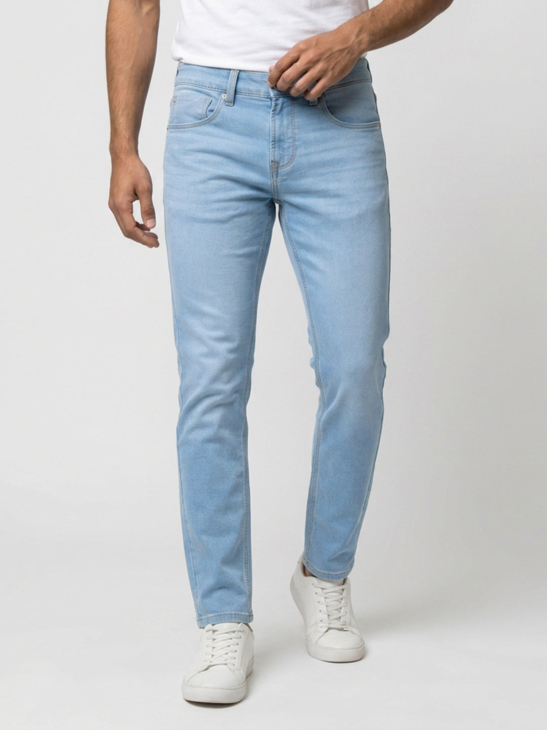 Men Kano Jeans Slim Fit Ice Blue Mid Rise
