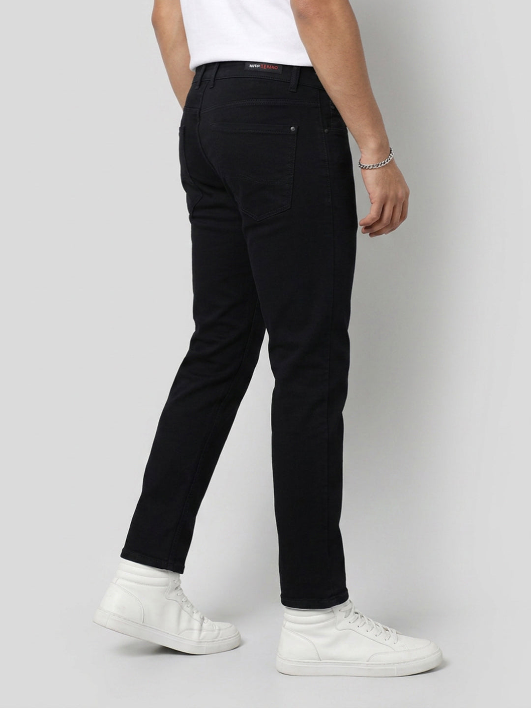 Men Kano Jeans Slim Fit Black Mid Rise