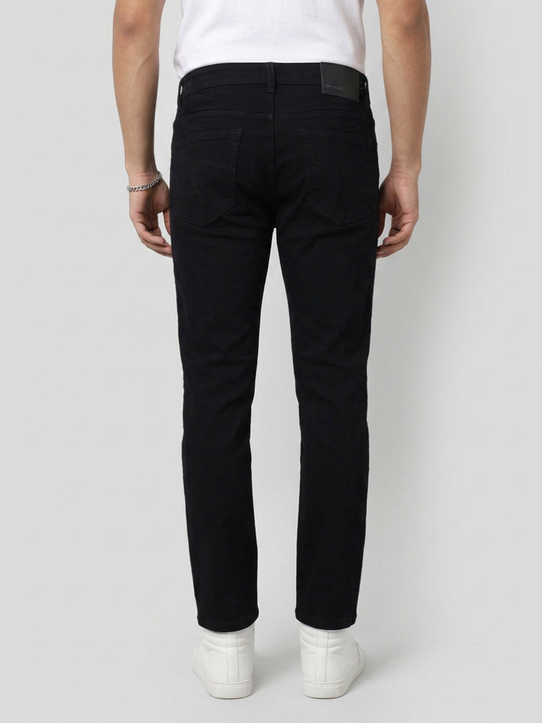 Men Kano Jeans Slim Fit Black Mid Rise