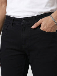 Men Kano Jeans Slim Fit Black Mid Rise