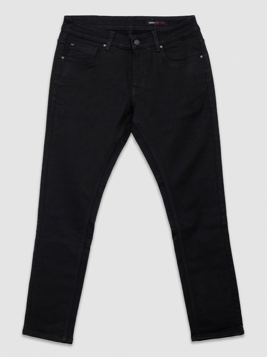 Men Kano Jeans Slim Fit Black Mid Rise