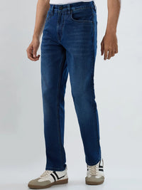 Men Jeans Comfort Fit Dark Blue Mid Rise