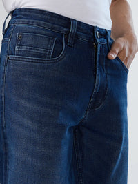 Men Jeans Comfort Fit Dark Blue Mid Rise
